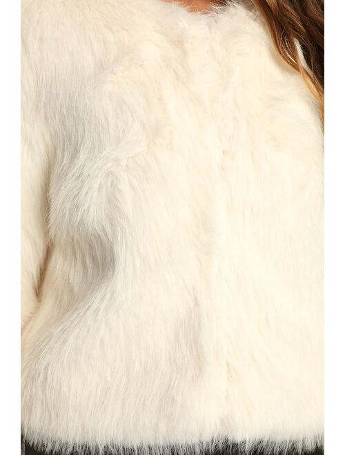 Lulus Glam Attitude Ivory Faux Fur Jacket