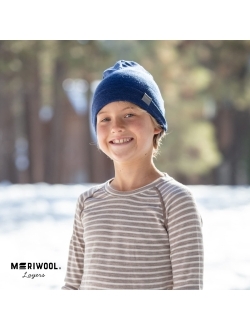 MERIWOOL Kids Merino Wool Beanie Hat - Warm, Breathable Unisex Children Knit Cap for Boys and Girls
