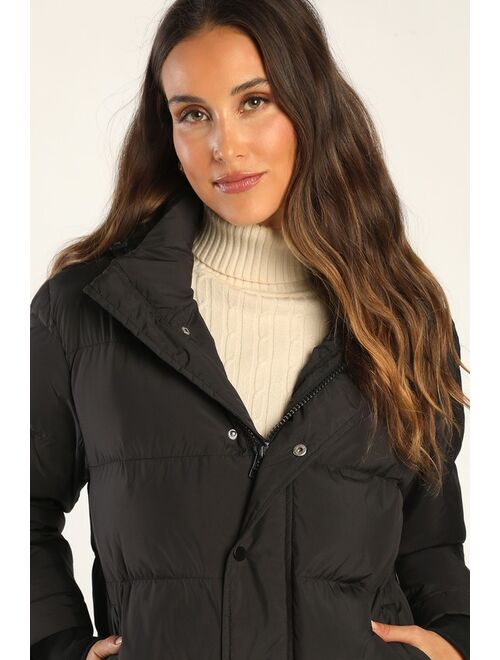 Lulus Fight the Frost Black Hooded Puffer Jacket