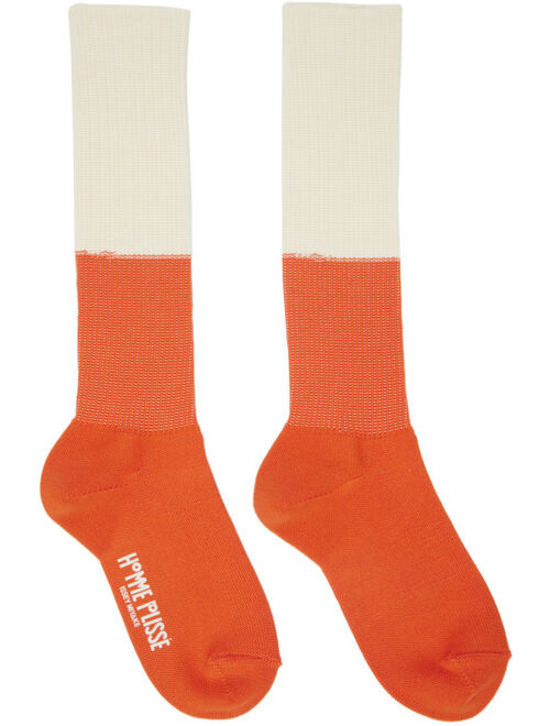 Homme Plisse Issey Miyake Off-White & Orange Two-Way Socks