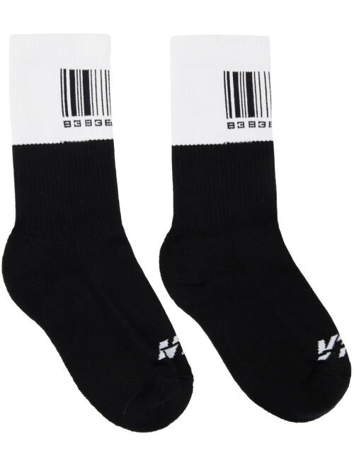 VTMNTS Black & White Barcode Color Block Socks
