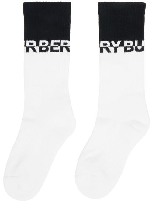 Burberry White & Black Logo Intarsia Socks