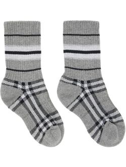 Gray Check Mashup Socks