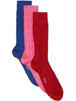 Paul Smith Three-Pack Multicolor Cable Knit Socks