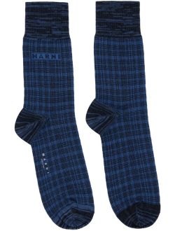 Black & Blue Micro Check Socks