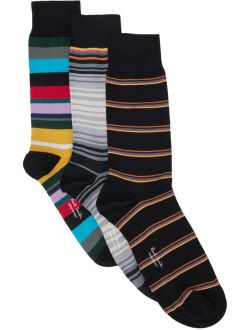 Paul Smith Three-Pack Black Stripe Socks