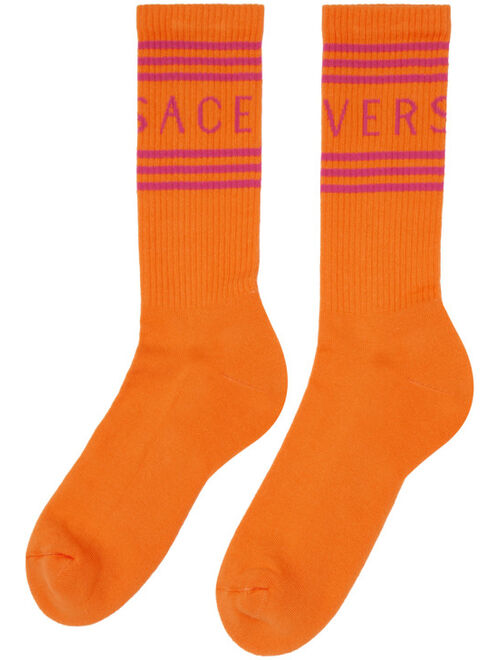 Versace Orange Athletic Socks