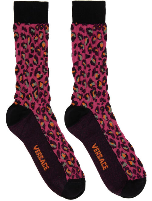Versace Pink Leopard Socks