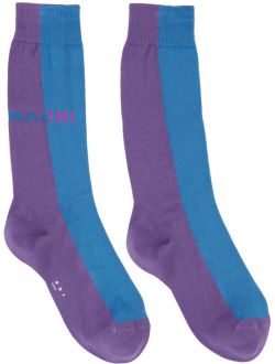 Blue & Purple Jacquard Logo Socks