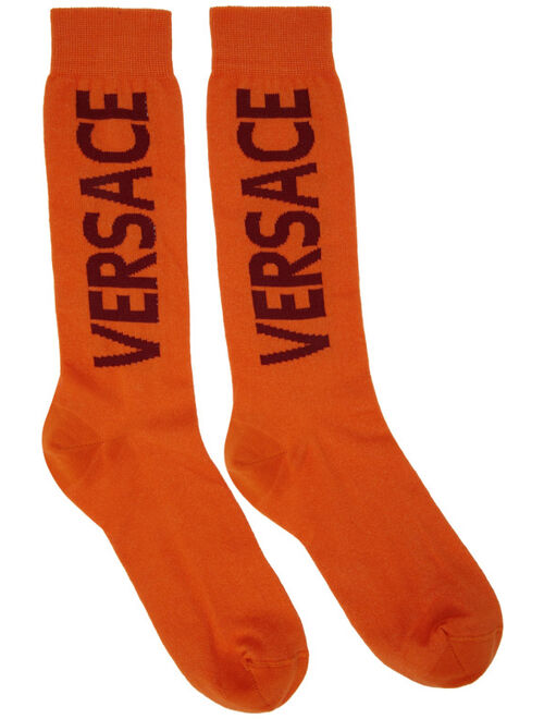 Versace Orange Logo Socks