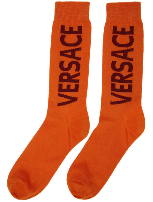 Versace Orange Logo Socks