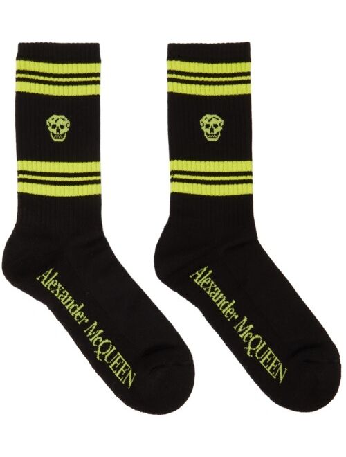 Alexander McQueen Black & Green Stripe Skull Socks