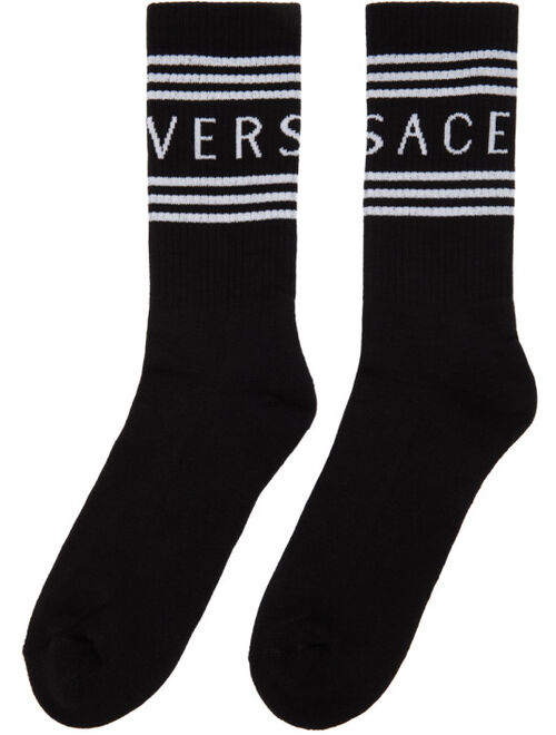 Versace Black & White 1990s Logo Socks