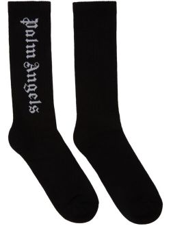 Black Vertical Logo Socks