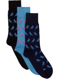 PS by Paul Smith Three-Pack Black & Blue Dino Socks