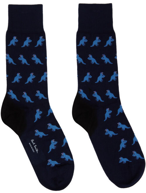 PS by Paul Smith Three-Pack Black & Blue Dino Socks