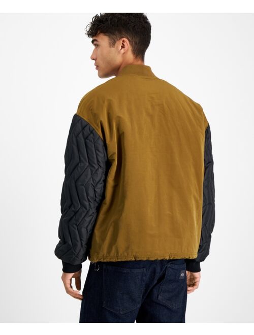 A|X ARMANI EXCHANGE Men's Full-Zip Logo-Printed Colorblocked Jacket