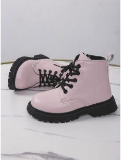 Kom&youbea984 shoes store Girls Lace-up Front Zipper Side Combat Boots