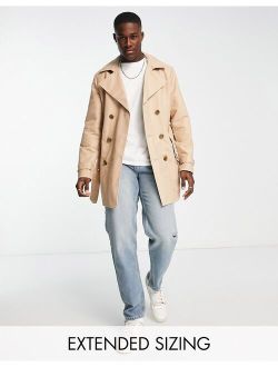 shower resistant double breasted trench coat in stone