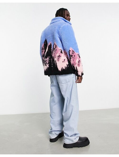 ASOS DESIGN teddy borg walker jacket with scenic print