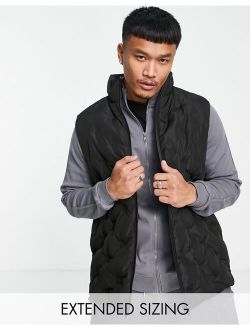 oversized embossed puffer vest in black