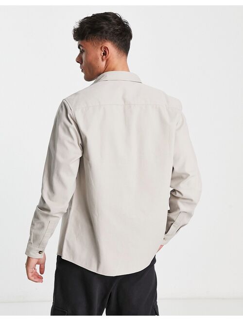 ASOS DESIGN cotton shacket in light gray