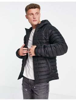 quilted hooded jacket in black