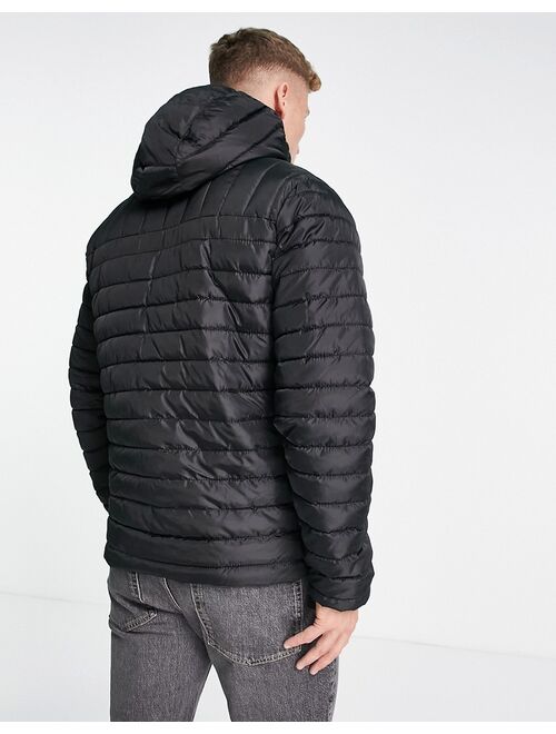 Only & Sons quilted hooded jacket in black
