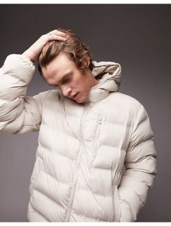 liner jacket with hood in stone