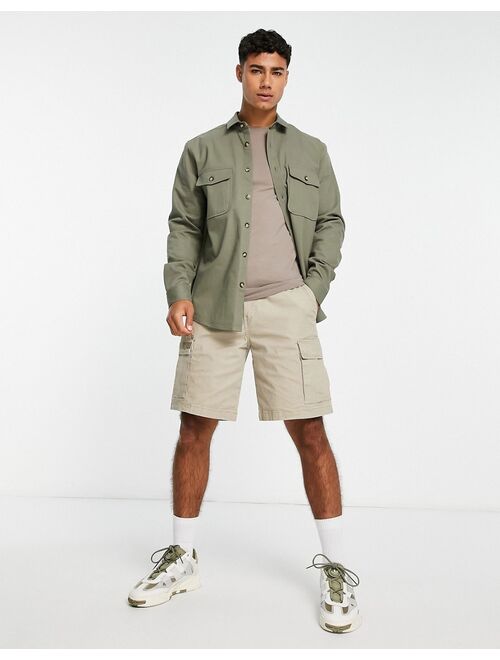 ASOS DESIGN overshirt shacket in khaki