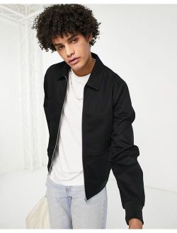 harrington jacket with storm vent in black