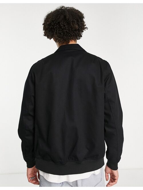 ASOS DESIGN harrington jacket with storm vent in black