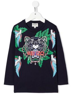 Kids tiger-print detail T-shirt
