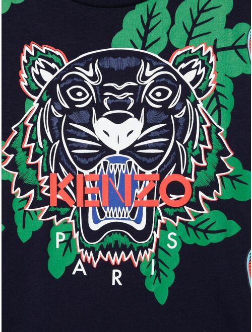 Kenzo Kids tiger-print detail T-shirt