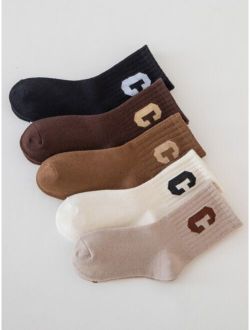 5pairs Toddler Kids Letter Graphic Crew Socks