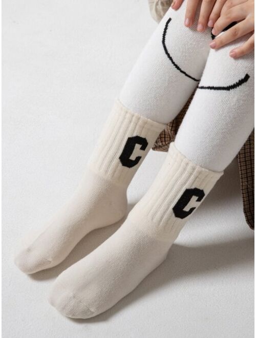 Shein 5pairs Toddler Kids Letter Graphic Crew Socks