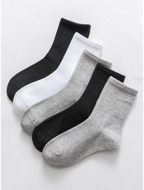 Shein 5pairs Toddler Kids Solid Socks