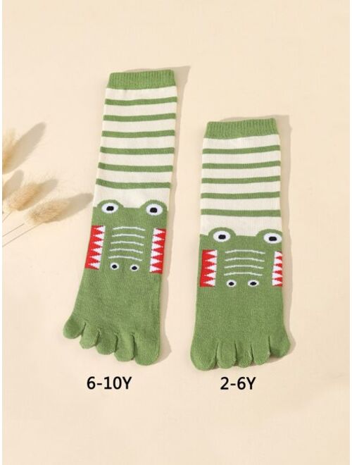 Shein MARTE&VENUS5832 Baby & Mom store Toddler Boys Striped & Cartoon Graphic Toe Socks