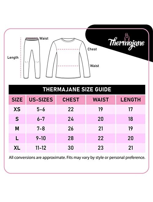 Thermajane Girls Thermal Underwear Set for Kids Long Johns Underwear Ultra Soft Winter Base Layer for Girls