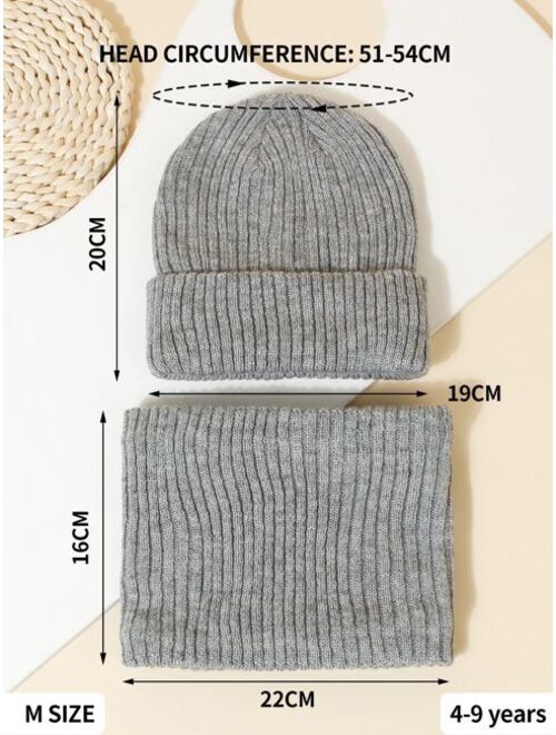 Shein Toddler Kids Fleece Lined Beanie & Infinity Scarf