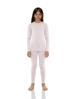 Thermal Underwear for Girls Cotton Knit Thermals Kids Base Layer Long John Pajamas Set