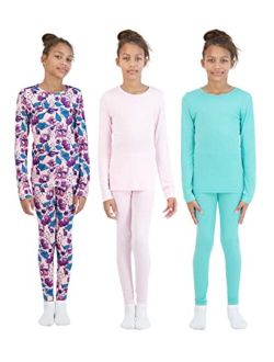 Arctic Layerz Girls Thermal Underwear Set for Kids and Toddler Base Layer Long Johns 6 Piece Long Sleeve Top and Leggings set