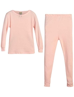 Sweet & Sassy Girls' 2-Piece Thermal Warm Underwear Top and Pant Set