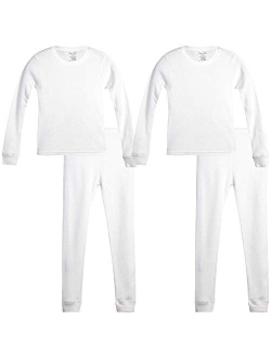 Rene Rofe Girls Thermal Underwear Set 4 Piece Waffle Knit Top and Long Johns (2T-16)