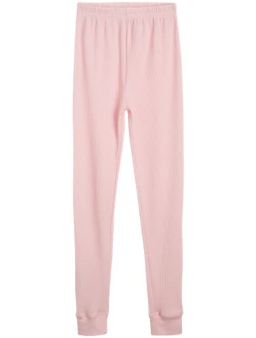 Rene Rofe Girls Thermal Underwear Set 4 Piece Waffle Knit Top and Long Johns (2T-16)