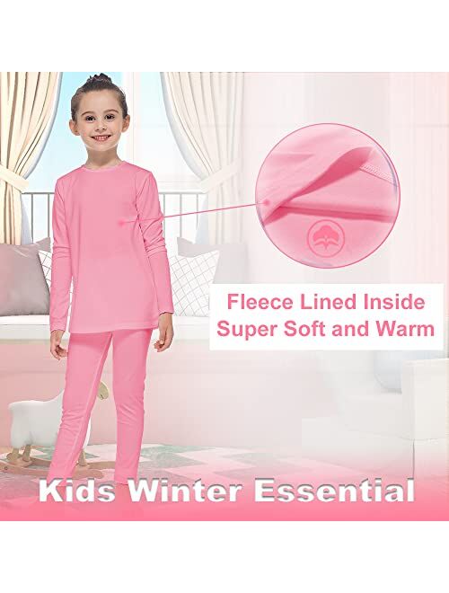 MANCYFIT Thermal Underwear for Girls Fleece Lined Long Johns Set Kids Base Layer Ultra Soft