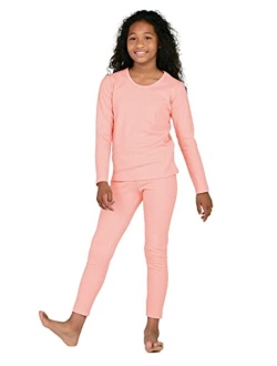 Girls 100% Cotton Thermal Underwear Set, Ultra Soft Long Johns Base Layer for Kids Top & Bottom (Thermoflux G09)