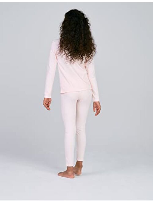 LAPASA Girls 100% Cotton Thermal Underwear Set, Ultra Soft Long Johns Base Layer for Kids Top & Bottom (Thermoflux G09)