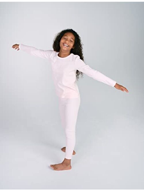 LAPASA Girls 100% Cotton Thermal Underwear Set, Ultra Soft Long Johns Base Layer for Kids Top & Bottom (Thermoflux G09)