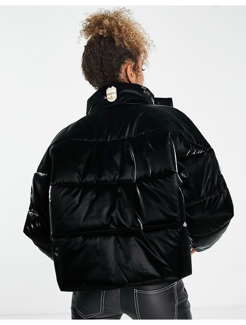 adidas Originals 'ski chic' puffer jacket in black